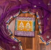 Organza Purple Unstitched Suit